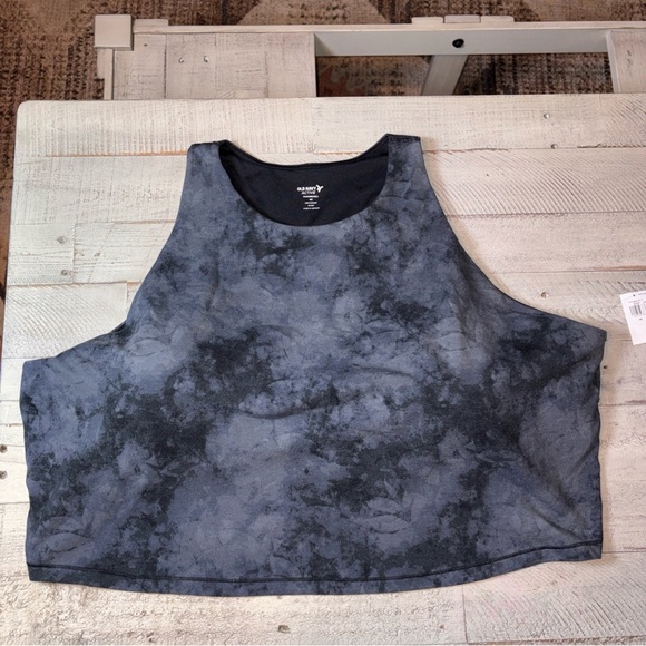 Old Navy Active Powerchill Light Support Go Dry Crop Tye Dye Built In Bra 4X - Picture 1 of 16